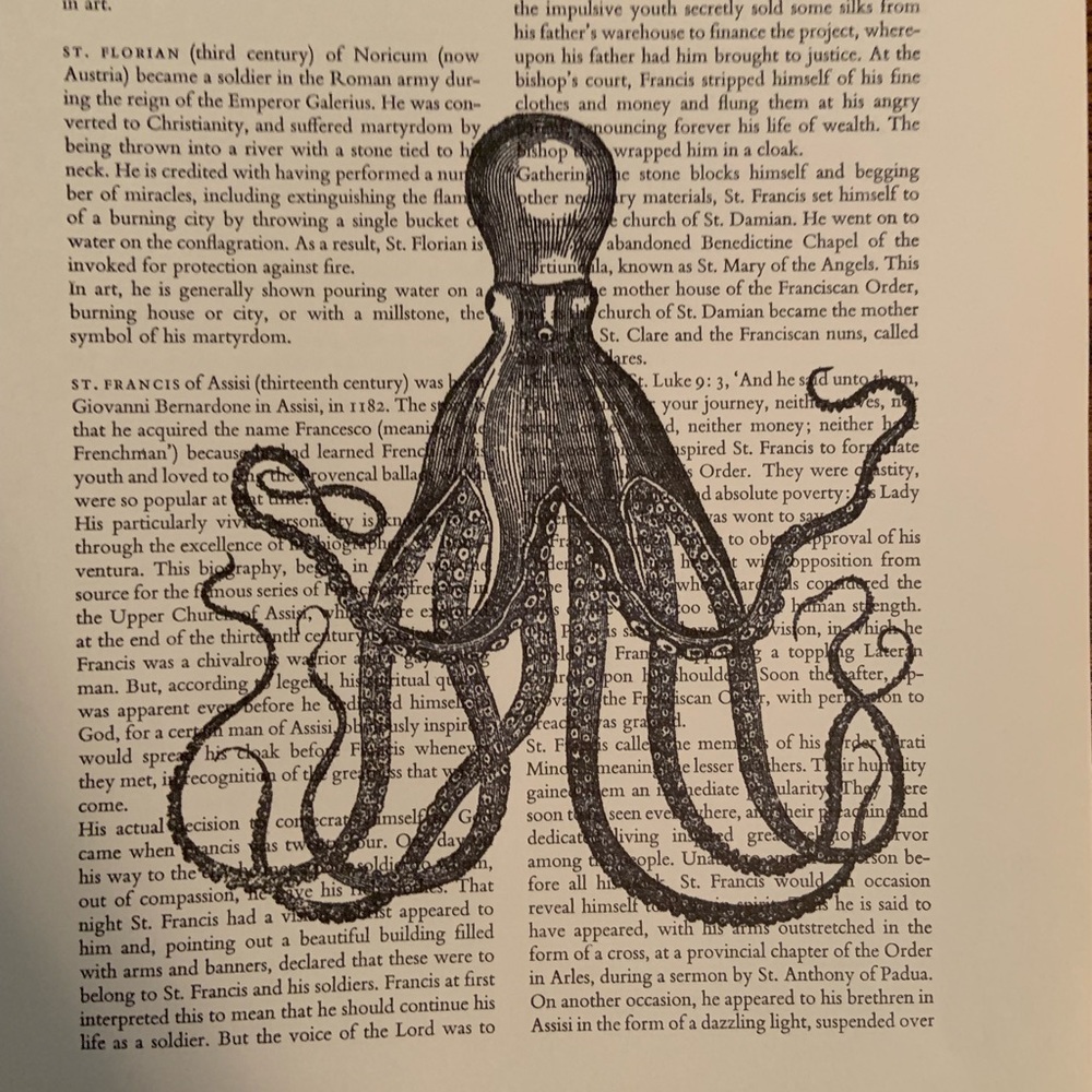 Vintage Book Page Octopus Print